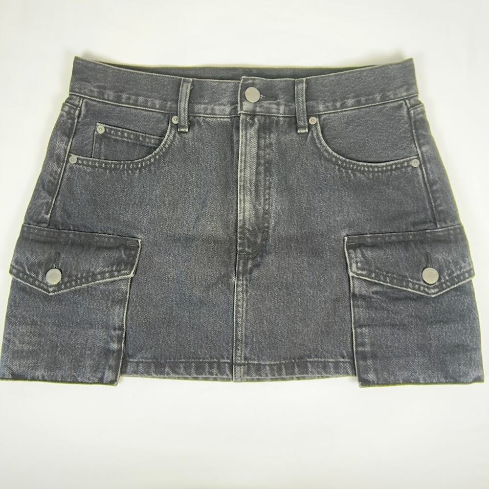 Denim Forum 90s Mid-Rise Cargo Mini Skirt Black Women Sz 27 EUC Utility